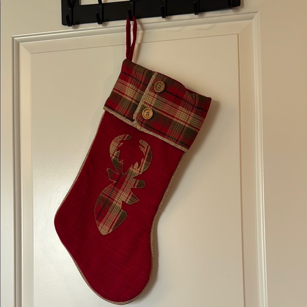 DanDee stocking Plaid Red Christmas Stocking with Reindeer Design